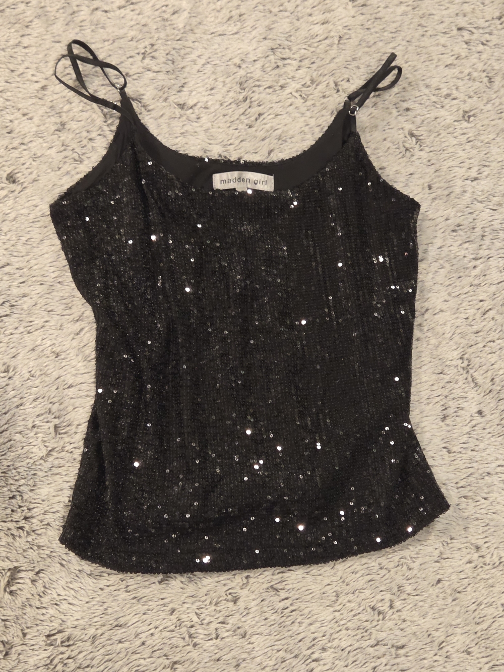 madden girl Black Sequin Cami Top